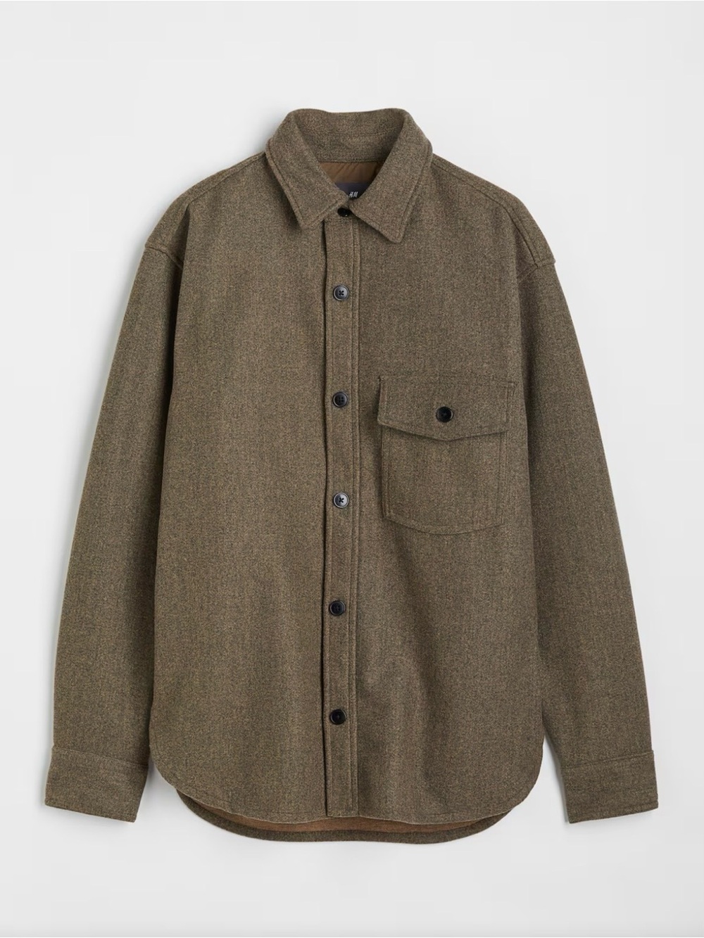 H&M Men’s Heavy Felted Overshirt Oversized Shirt Jacket Brown/Gray Marl